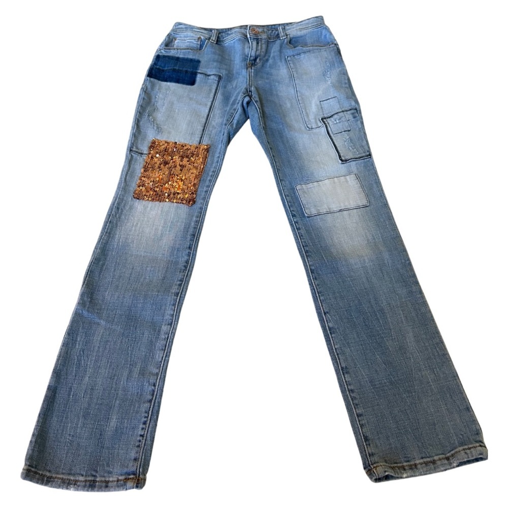 Host PICK INC Sequins Patch Distressed Boyfriend Regular Fit Jeans SOLD OUT - Picture 5 of 15